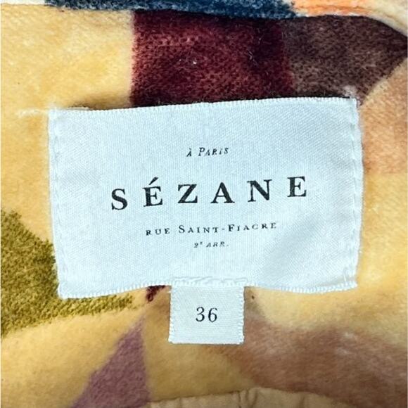 SEZANE Sz 36 4 Brandon Jacket Cotton Stella Patchwork Velvet - Picture 3 of 11